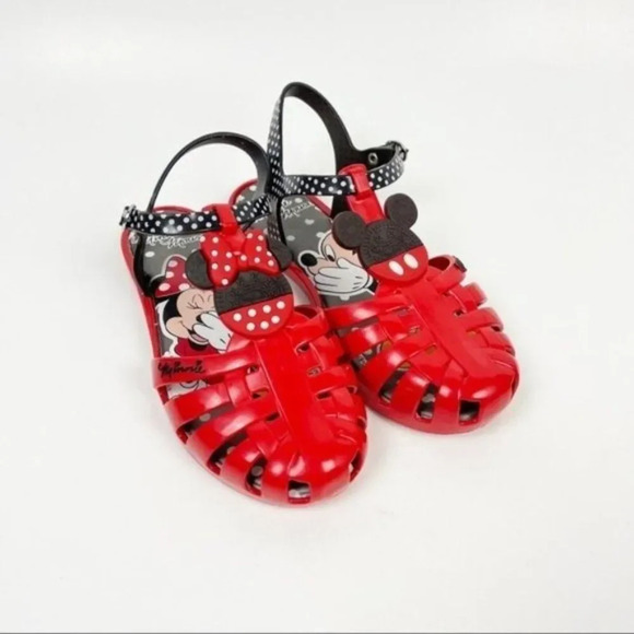 Grendene Kids Red Minnie Mickey Mouse Closed Toe Jelly Sandals Size 4 Youth - Picture 1 of 10